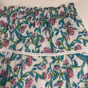 J.Crew Floral Tiered Mini Skirt Smocked Waist White Pink Blue Women's 3X